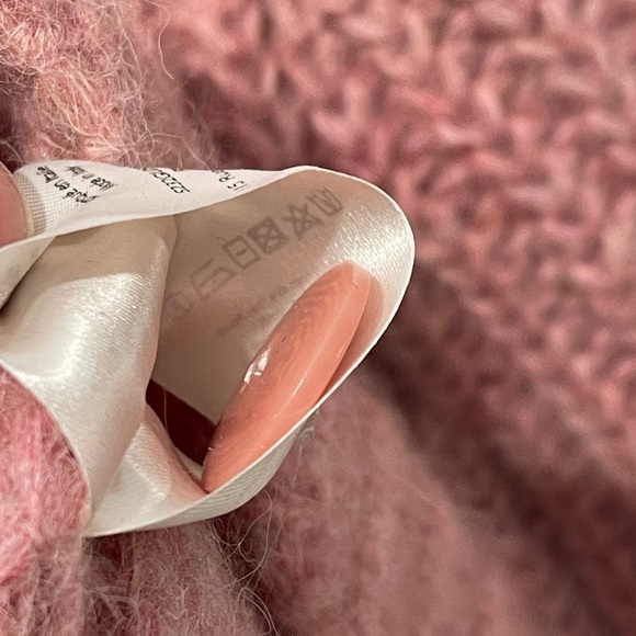 Sezane Emile Cardigan Mottled Pink Alpaca Wool Slightly Puffed Sleeves Medium - Picture 11 of 11